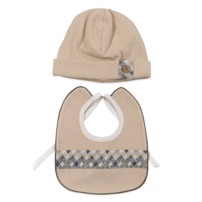 Hat & bib warm cotton set by Teneri & Belli R203