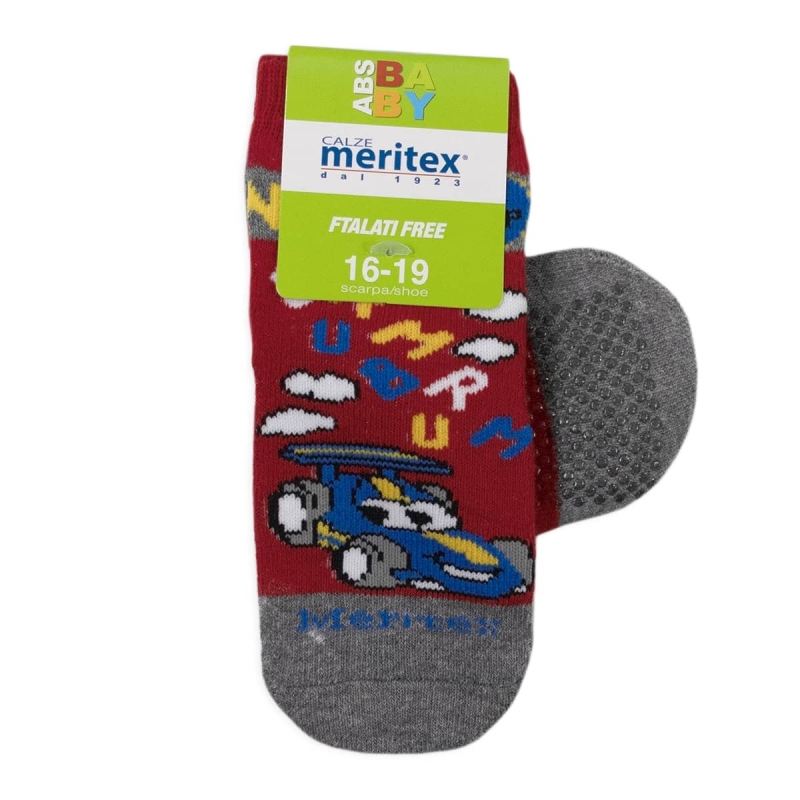 Brum Brum - Anti-slip socks in warm cotton - Red