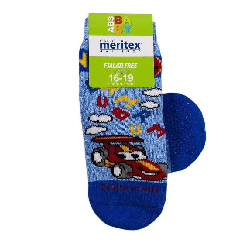 Brum Brum - Anti-slip socks in warm cotton - Blue