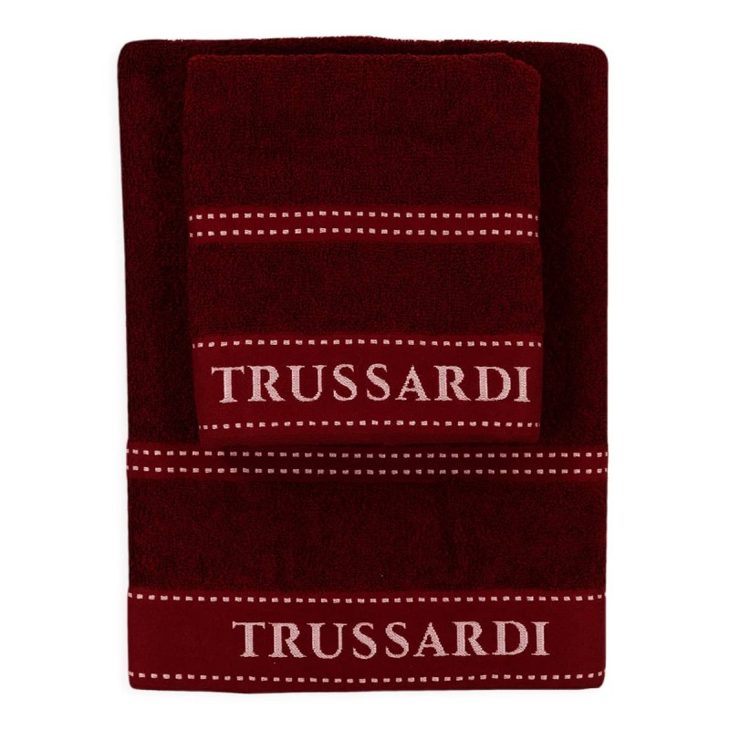 Trussardi Ribbon 1+1 sponge towel set with Logo