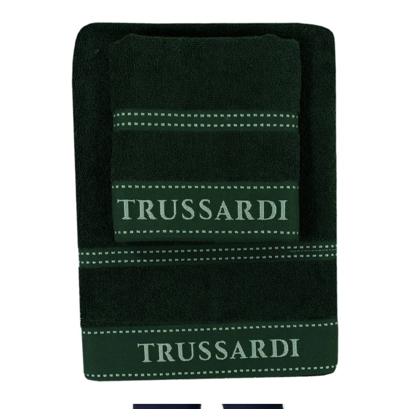 Trussardi Ribbon 1+1 sponge towel set with Logo