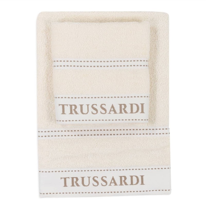 Trussardi Ribbon 1+1 sponge towel set with Logo