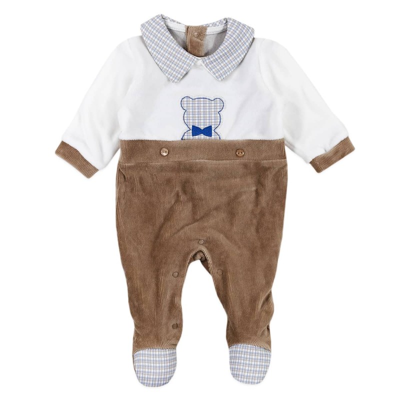 Velour and velvet baby romper Nazareno Gabrielli NG211030