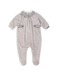 Velour romper with Tartan details Coccodè C60000