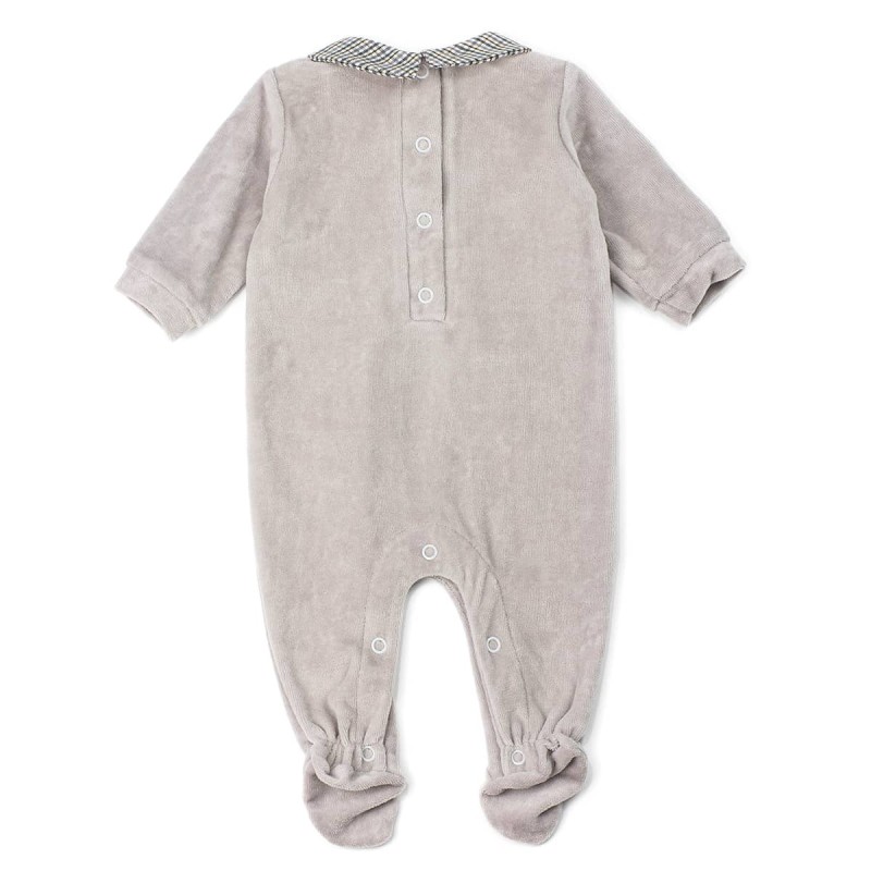 Velour romper with Tartan details... Velour romper with Tartan details...