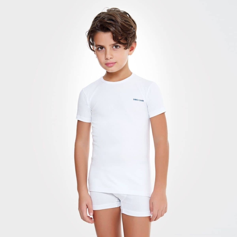 Confezione di 3 T-shirt girocollo bambino Enrico Coveri ET4000 - Bianco