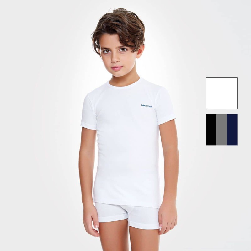 Pack of 3 Kids Crew Neck T-Shirts by Enrico Coveri ET4000