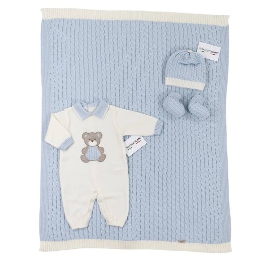 Newborn Boy Layette Trunk Set in Pure Wool by Stella IB82