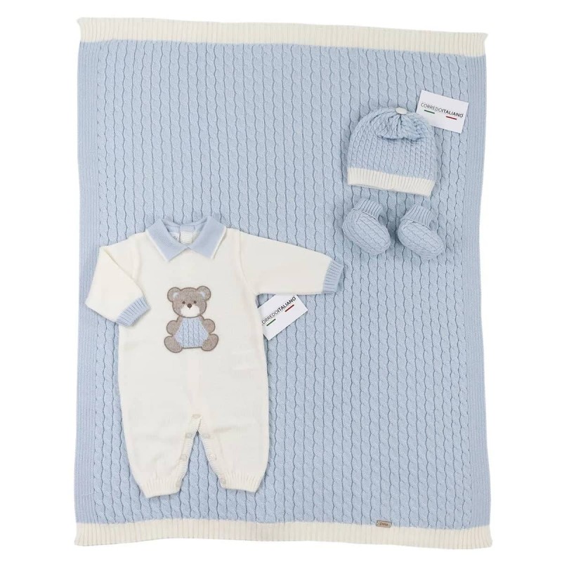 Newborn Boy Layette Trunk Set in Pure Wool by Stella IB82