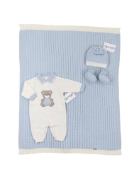 Set bauletto corredino prima nascita neonato pura lana by Stella IB82