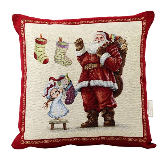 Santa Claus - Christmas cushion decor gobelin fabric 45x45 cm