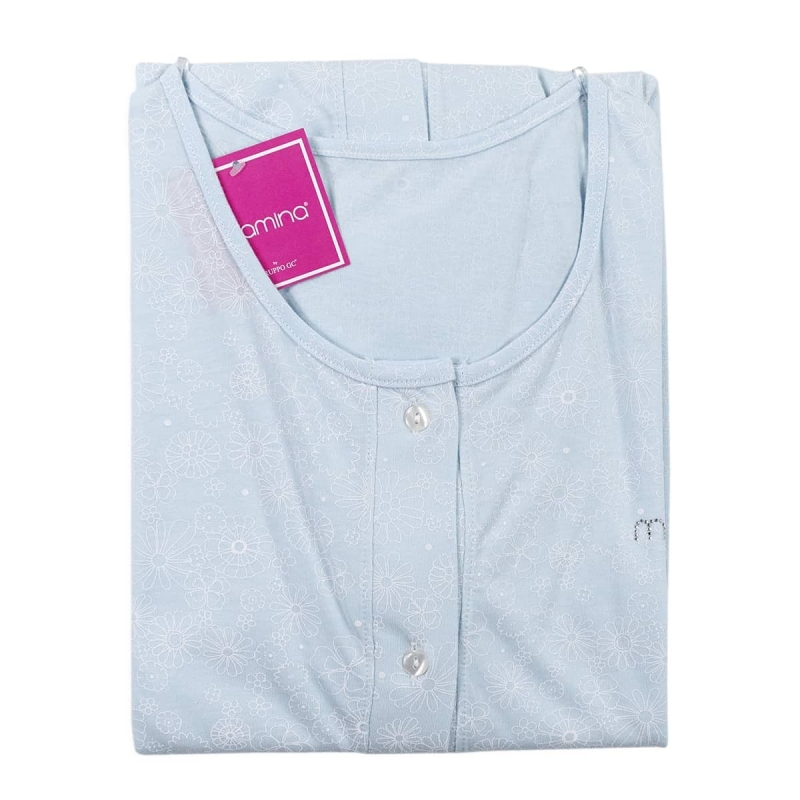 Maternity Nightgown Front-Button by Mamina Z9292 - Sky
