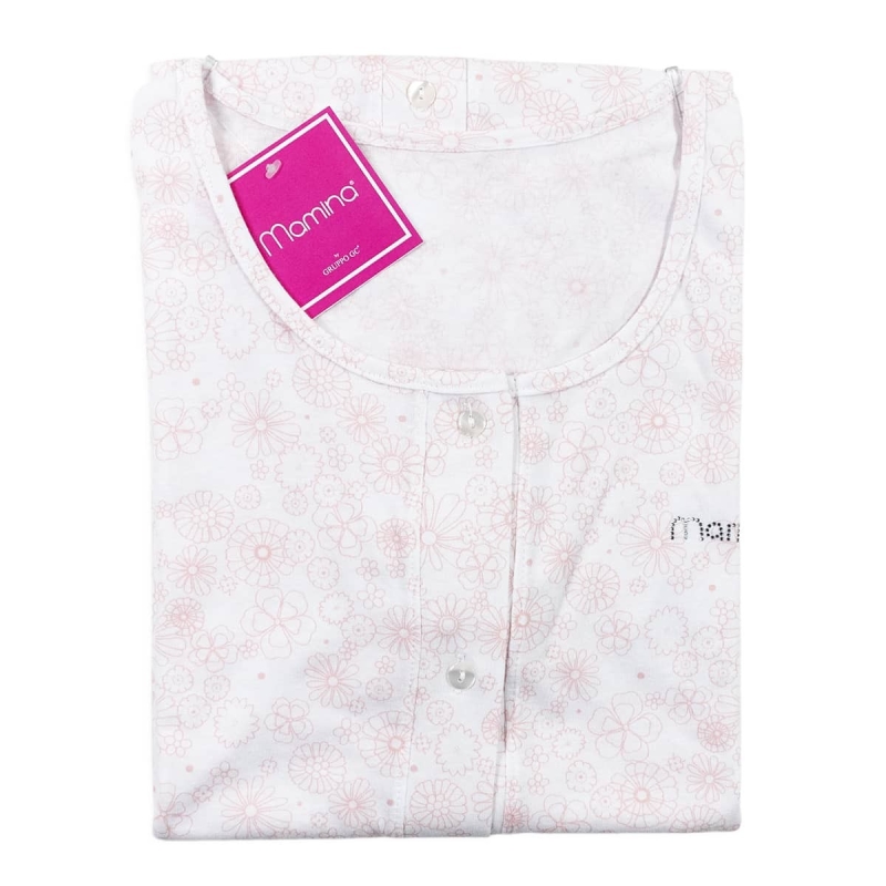 Maternity Nightgown Front-Button by Mamina Z9292 - Pink