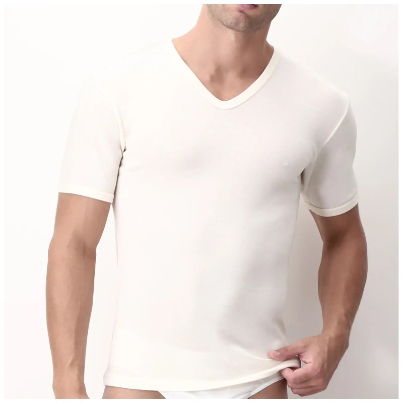 Set of 2 V-Neck T-Shirts in Wool Silk & Co Perofil VPRT00189/2