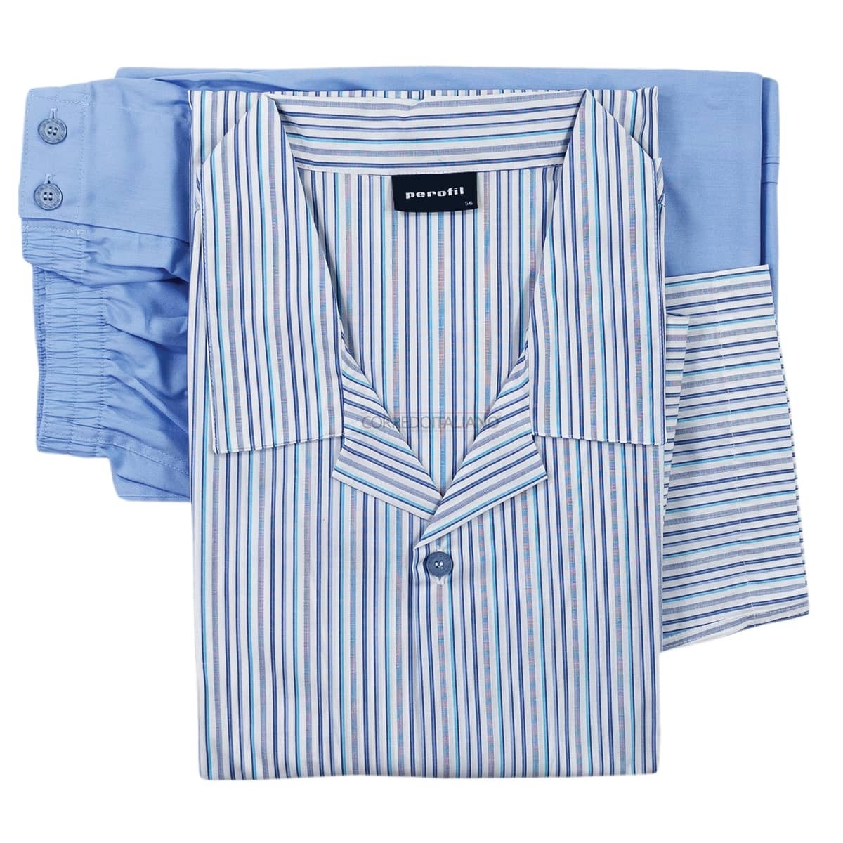 Essentials Pigiama Corto Uomo In Popeline Di Cotone - T-Shirt E Pantaloncini Abbinati