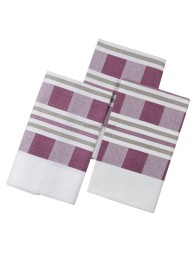 Capri - Set of 3 kitchen towels in pure cotton - Mauve