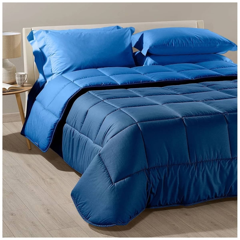 Bicolor - trapunta invernale in cotone di Caleffi - Blu