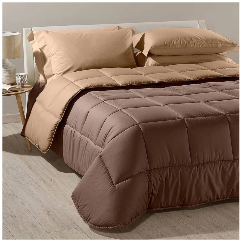 Bicolor - trapunta invernale in cotone di Caleffi - Moka