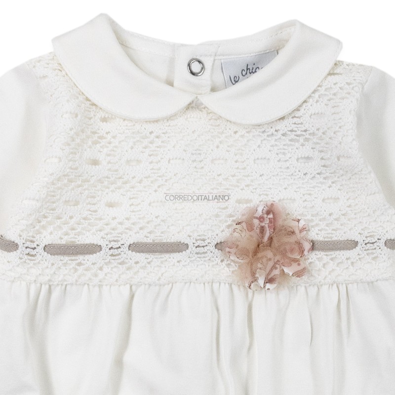 Tutina in cotone jersey e pizzo Le... Tutina in cotone jersey e pizzo Le...