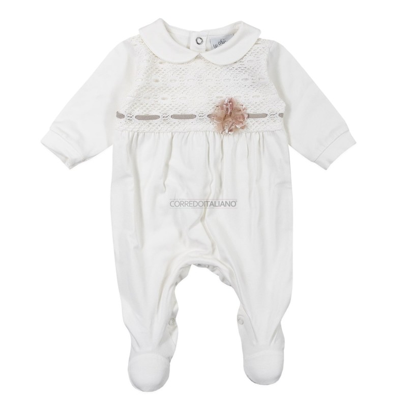 Tutina in cotone jersey e pizzo Le Chicche TU7020