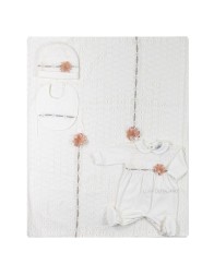 Newborn baby girl first layette set in cotton Le Chicche CO7020PA