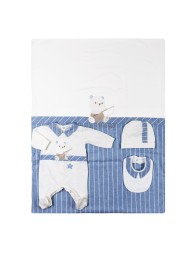 Newborn baby boy first layette set in cotton Le Chicche CO7150AZ