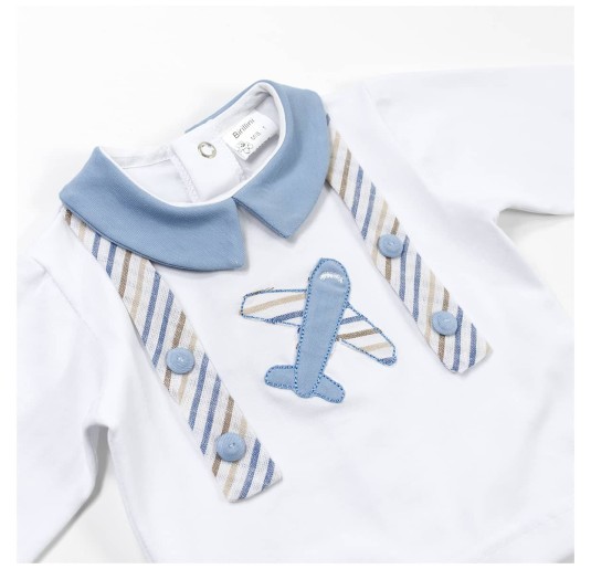 Tutina clinico 2 pezzi cotone con aeroplano Birillini 6266AV 2