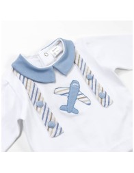 2-Piece Cotton Layette Outfit with Airplaneby Birillini 6266AV