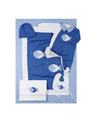 Pesciolini - Set bauletto corredino neonato cotone by Teneri & Belli COC355