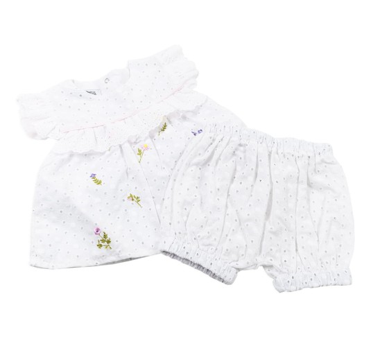 Two-piece Sangallo cotton romper Teneri & Belli TV356 2
