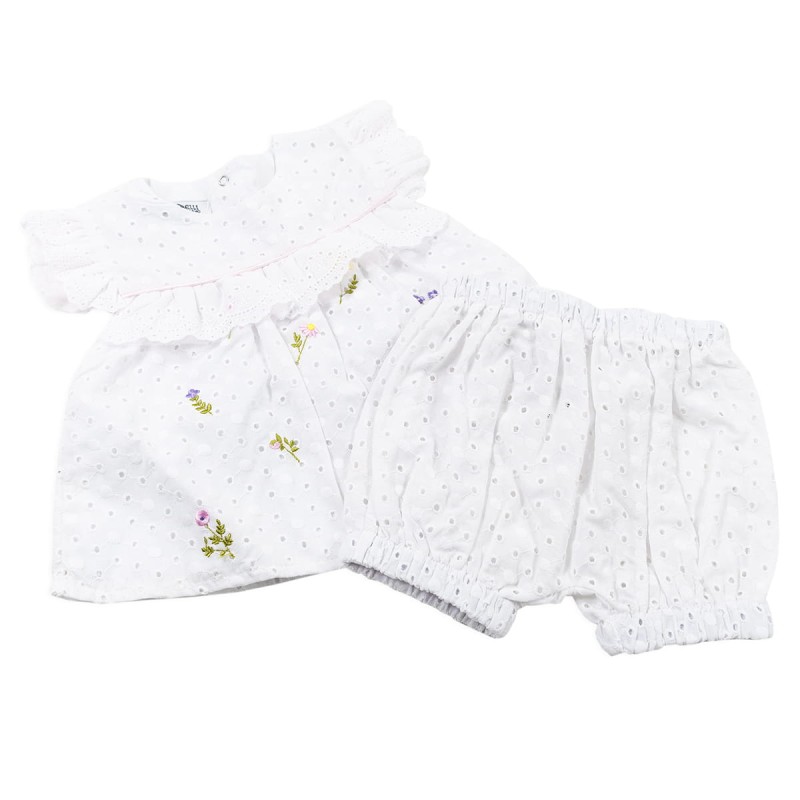 Two-piece Sangallo cotton romper...