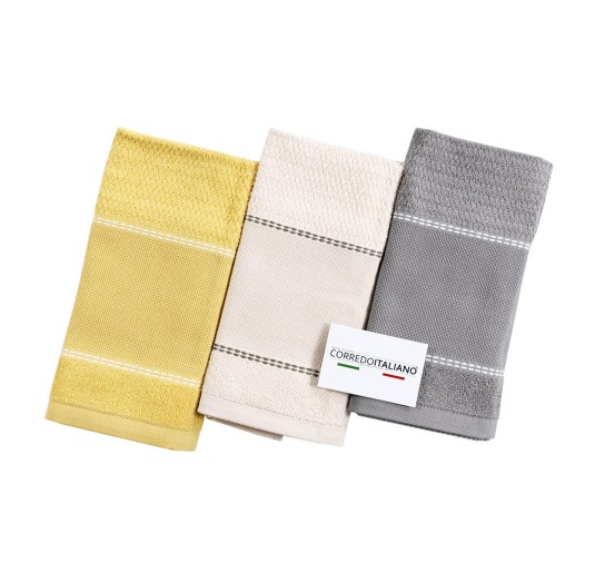 Set of 3 Cotton Terry Tea Towels with Embroiderable Aida Fabric 2