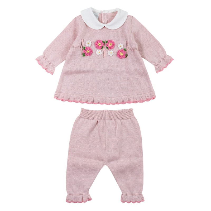 Baby girl coverall set in cotton tricot knit by Stella EB4419A25