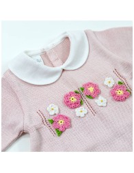 Baby girl coverall set in cotton tricot knit by Stella EB4419A25