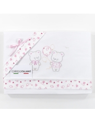 Set lenzuola culletta e carrozzina Mio Piccolo LC13363 - Rosa
