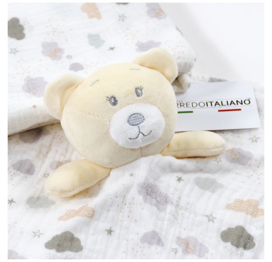 Bear - Dudu Set with Cotton muslin Blanket Bruco Bruco... 2