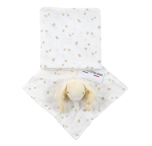 Bunny - Dou dou Set with Cotton muslin Blanket Bruco Bruco KSM229B 2