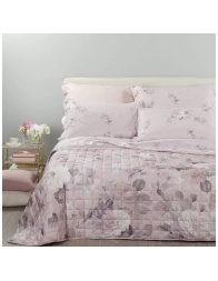 Copriletto trapuntato matrimoniale Rosa Alba Caleffi con stampa floreale