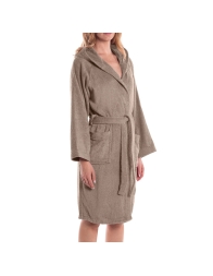 Minorca - bathrobe with hood and side pockets by Caleffi - TAUPE