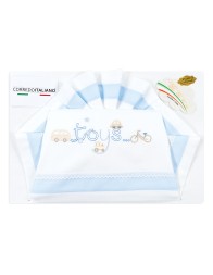 Cradle bed sheet set by La Fatina LC03328 - Sky