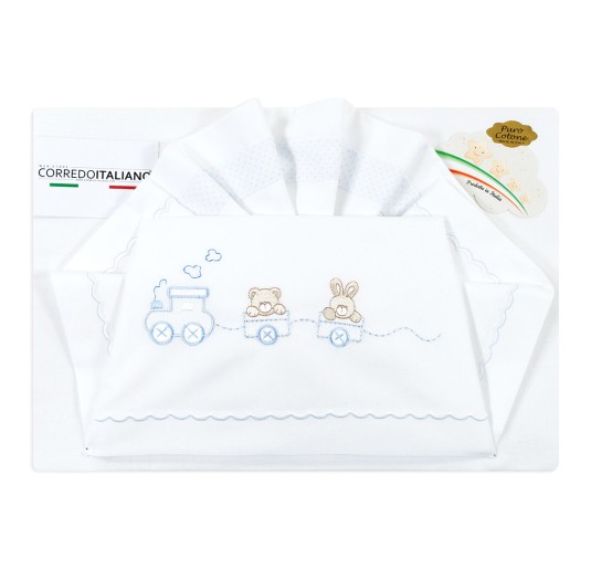 Little Train - Cradle Pram sheet set by Fatina LC03334 2
