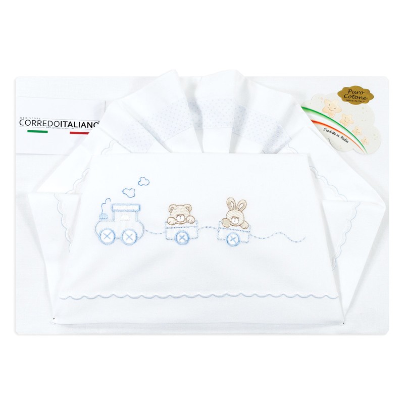 Little Train - Cradle Pram sheet set by Fatina LC03334