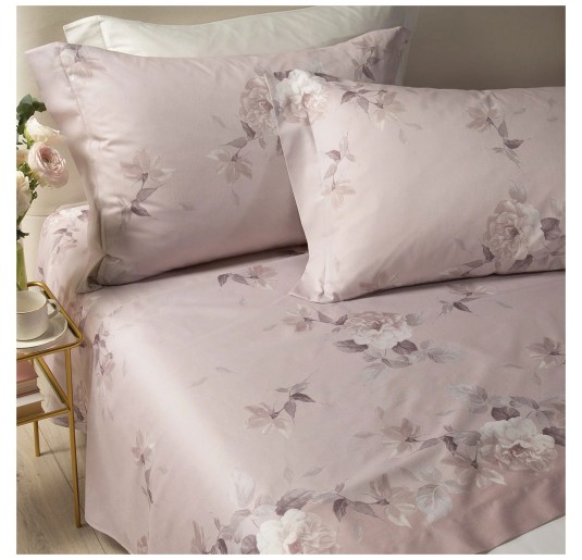 Rosa Alba - Cotton Satin Bed Sheet Set Italian King Size by Caleffi 2