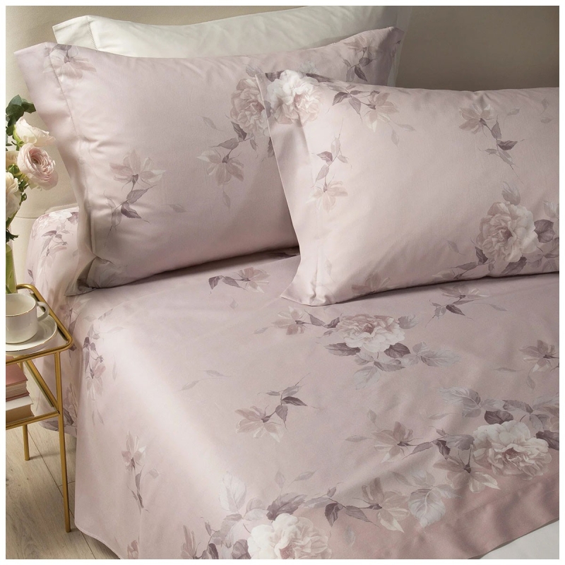 Rosa Alba - completo lenzuola Caleffi matrimoniale in raso di cotone