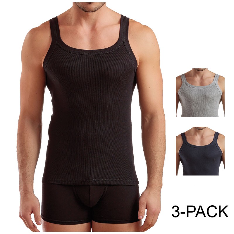 Set of 3 Ribbed Cotton Tank Tops Enrico Coveri ET1105