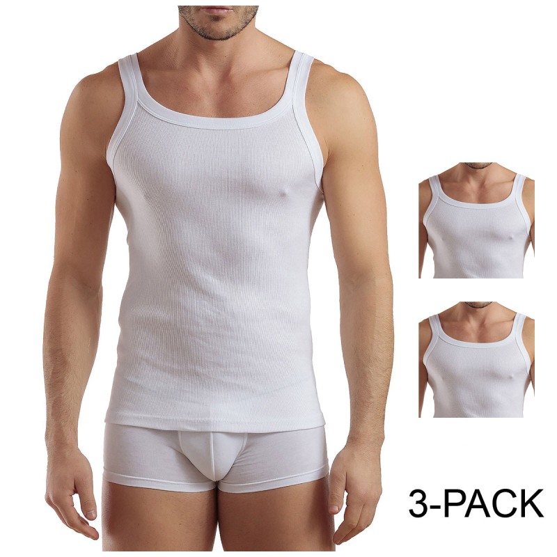 Set of 3 Ribbed Cotton Tank Tops Enrico Coveri ET1105