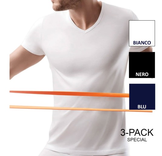 Set di 3 T-Shirt Active Perla collo V Filoscozia Perofil VPRT00321/3
