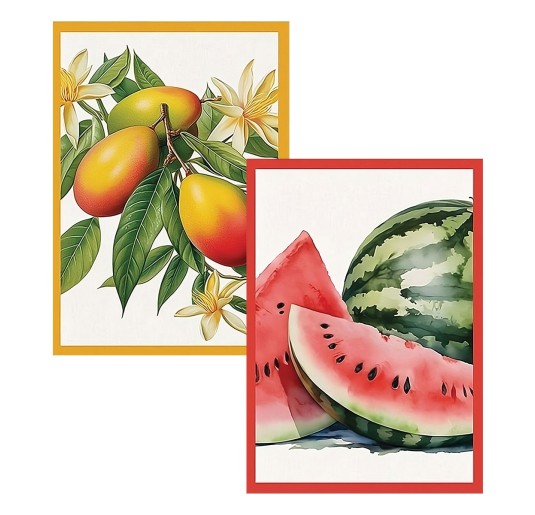 Tropical Fruits – Set of 2 Cotton Tea Towels with Digital Print