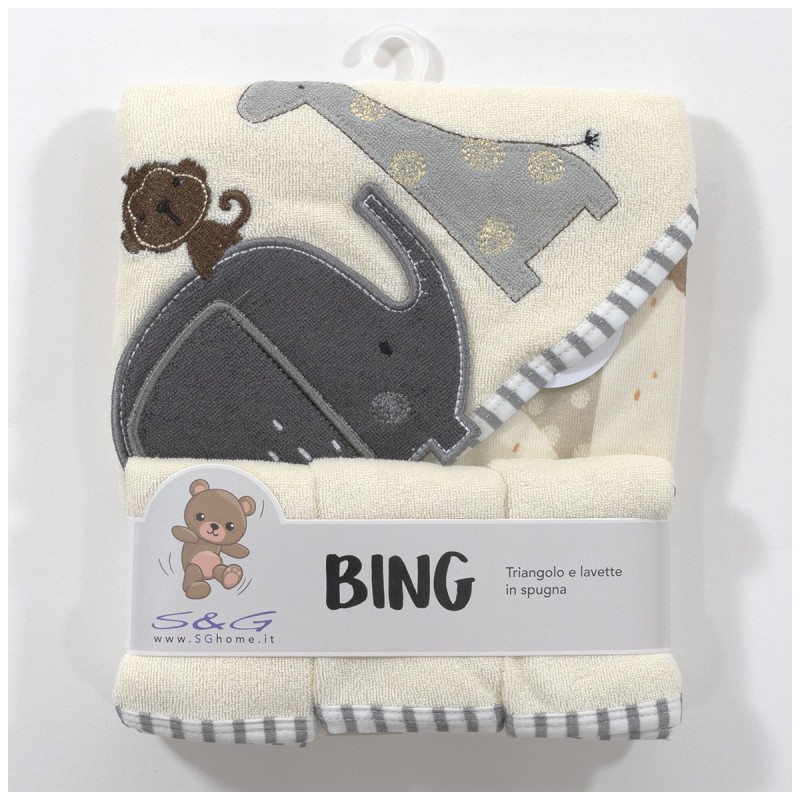 Big - set accappatoio triangolo con lavette coordinate