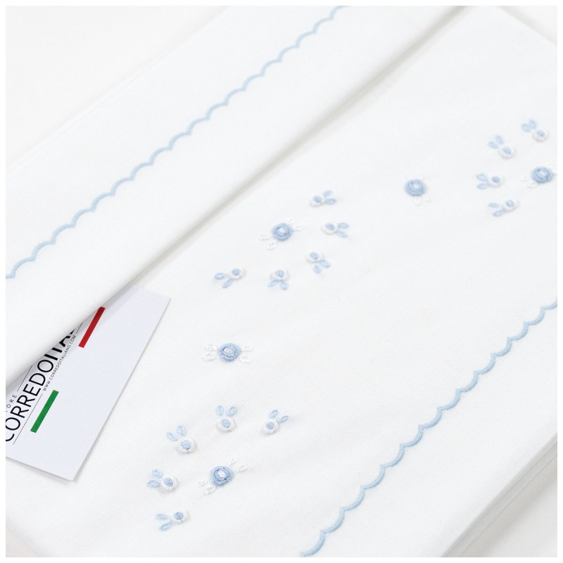 Cradle pram sheet set embroidered by hand LC45172AZ